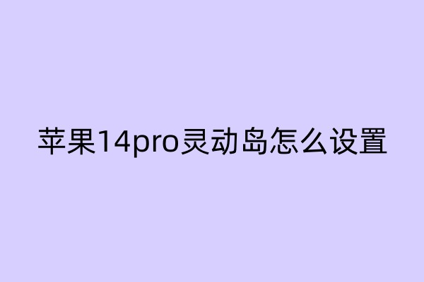 苹果14pro灵动岛怎么设置