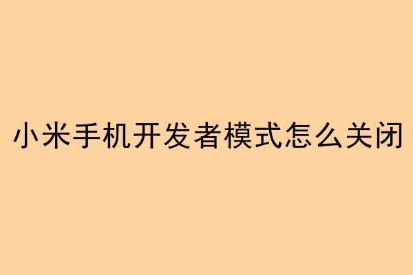 小米手机开发者模式怎么关闭