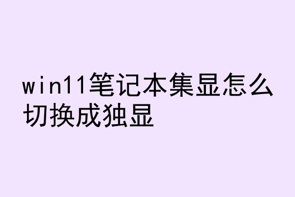 win11笔记本集显怎么切换成独显
